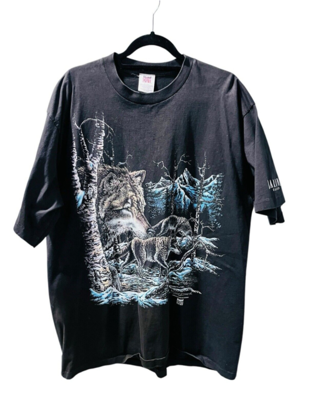 Stand Out WOLF Vintage 1995 Short Sleeve Tee Shirt Size XX Large Winter Woods
